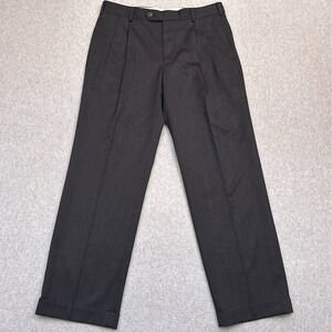 Brooks Brothers Dress Pants Mens 35x30 100% Wool 1818 Madison Cuffed Pleated